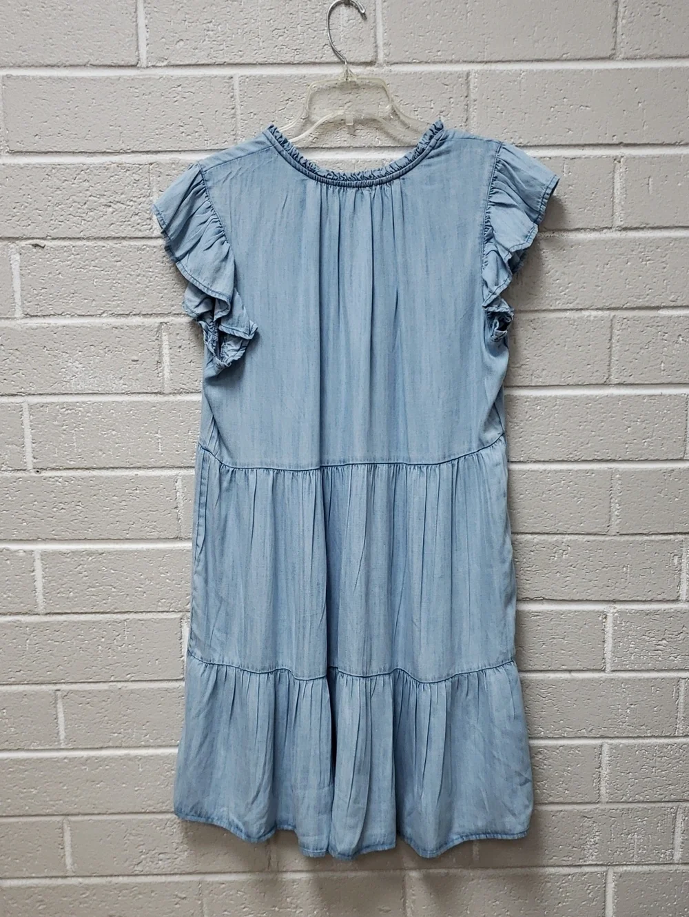 Wonderly Light Blue Chambray Tiered Dress